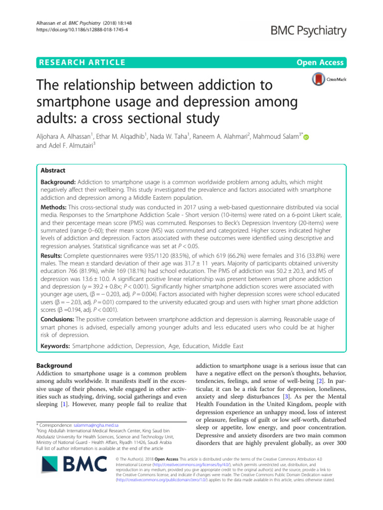 The Relationship Between Addiction To Smartphone Usage and Depression ...