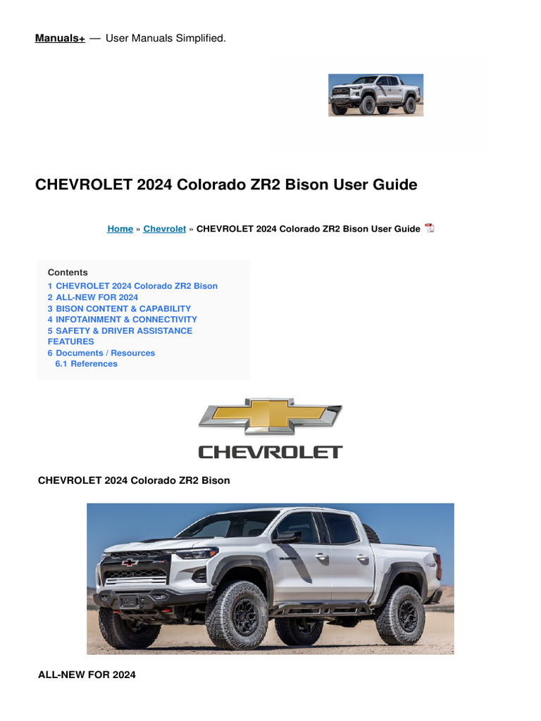 2024 Colorado zr2 Bison Manual PDF