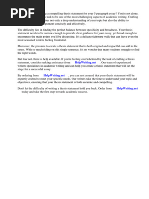 5 Paragraph Essay Thesis Statement