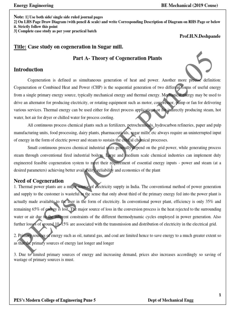 Case Study On Cogeneration in Sugar Mill 2023 | PDF | Cogeneration | Steam