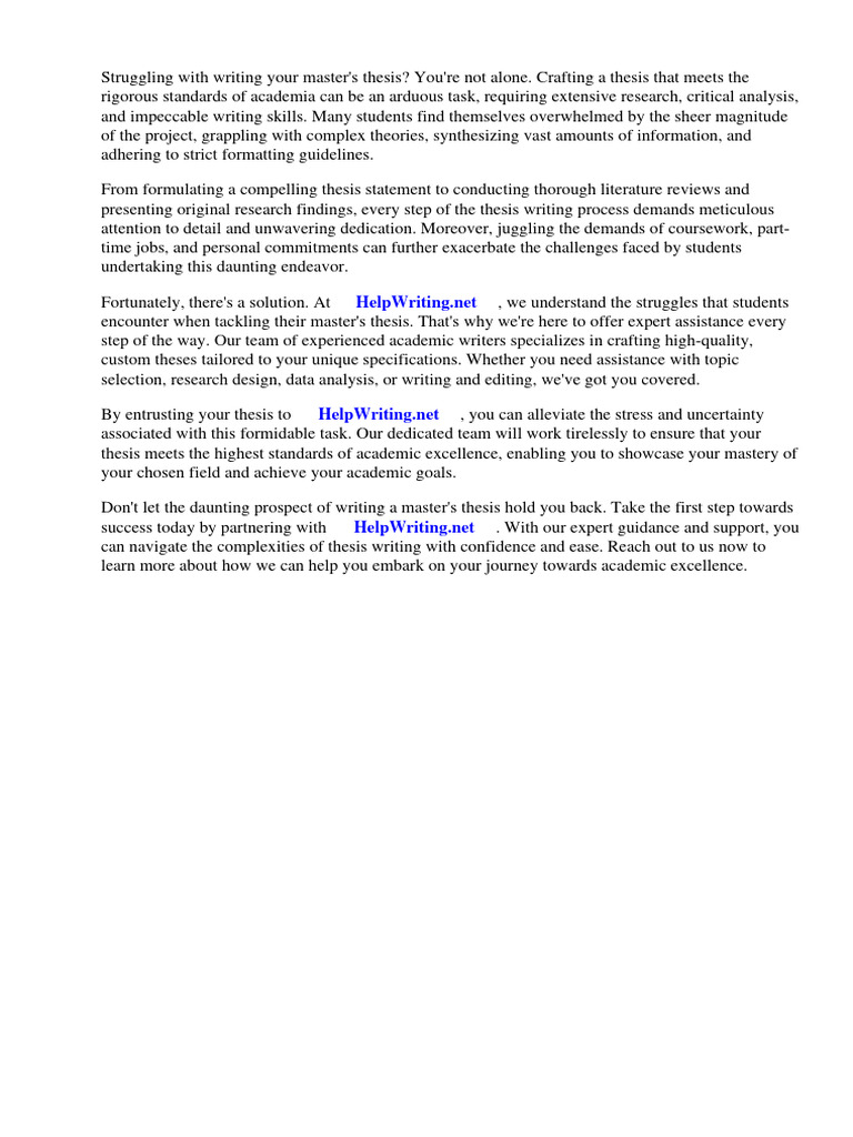 What Is A Thesis For Masters Degree