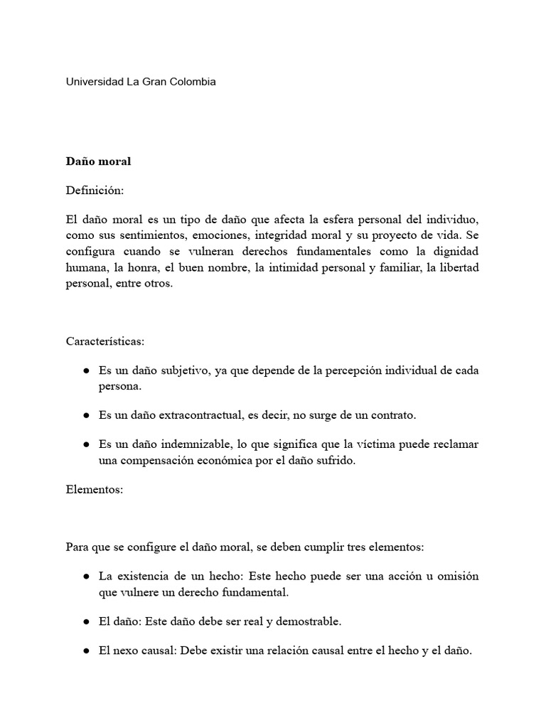 Daño Moral: Definición y Reparación | PDF | Daños y perjuicios | Justicia