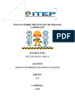 Ensayo Sobre Prevencion de Riesgos Laborales