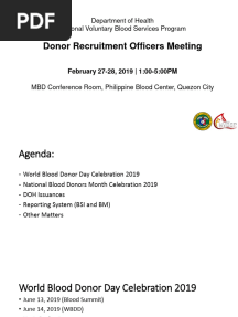 Doh List of Blood Donation Deferrals