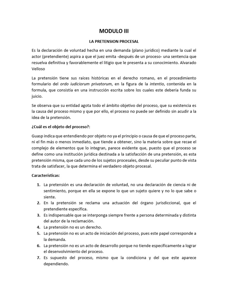 La Pretensión Procesal | Descargar gratis PDF | Ley procesal | Demanda ...