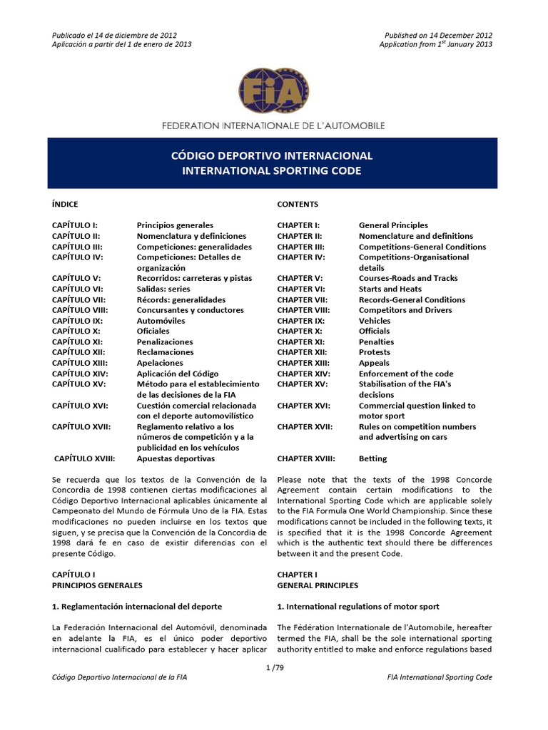 Código Deportivo FIA 2013 | PDF