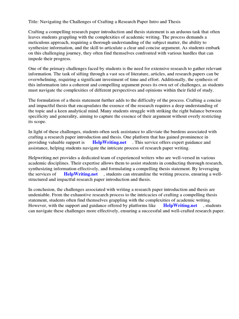 Crafting Research Paper Intros | PDF | Thesis | Academic Publishing