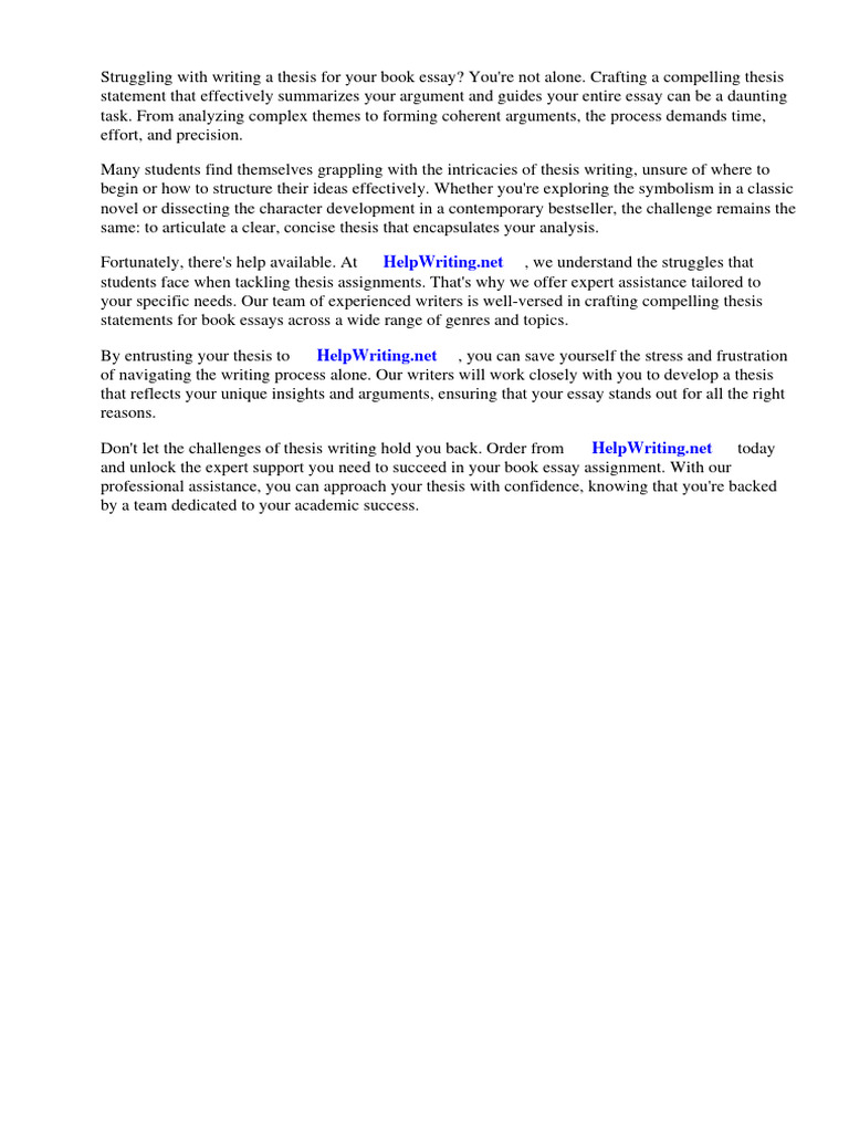 Book Essay Thesis Examples | PDF | Essays | Thesis