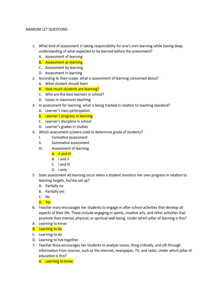 Random Let Questions | PDF | Learning | Pragmatism