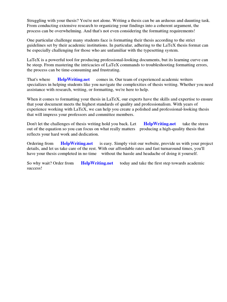 Latex Thesis Format PDF Thesis Page Layout