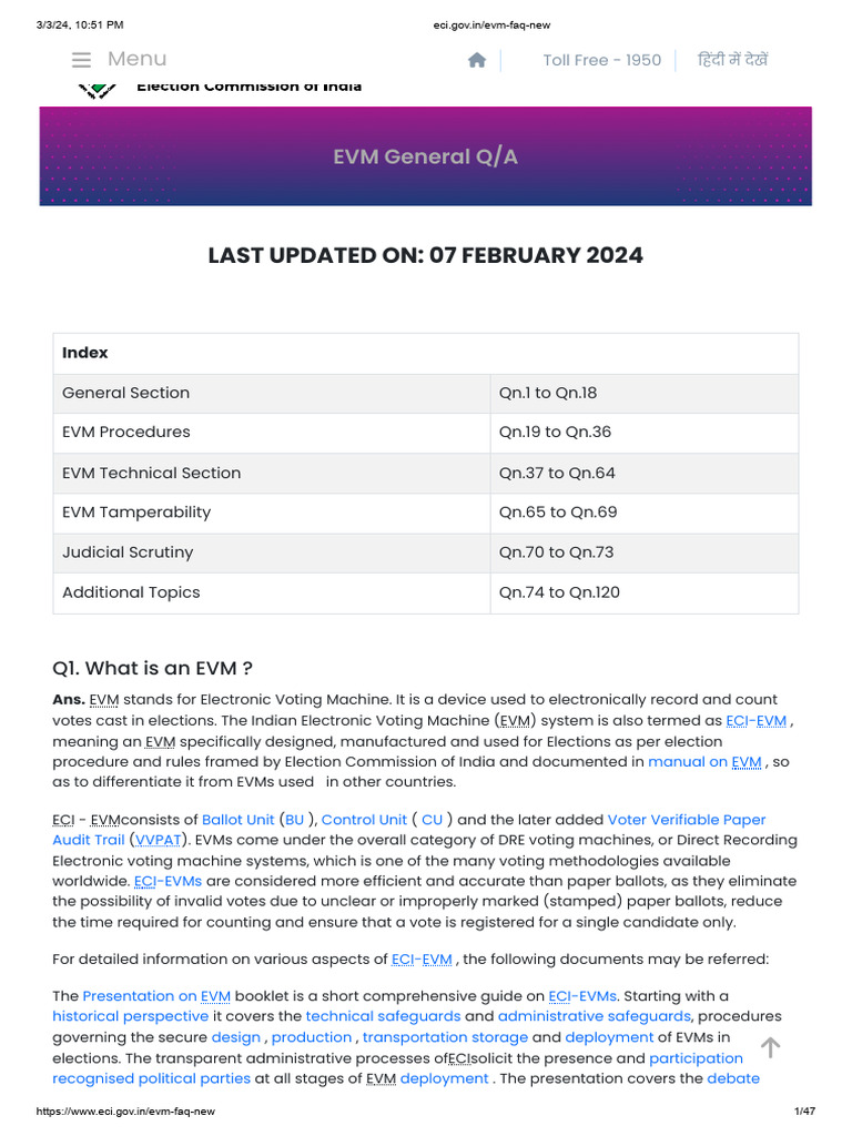 Evm Faq New Pdf Electronic Voting Voting
