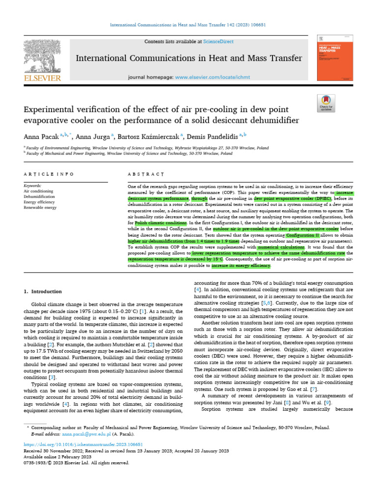 Experimental Verification of The Effect of Air Pre-Cooling in Dew Point ...