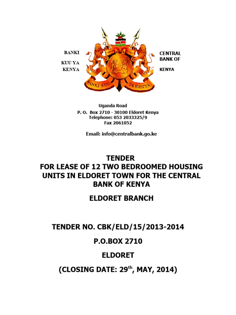 Tender for Housing Units in Eldoret | PDF | Legal Tender | Procurement