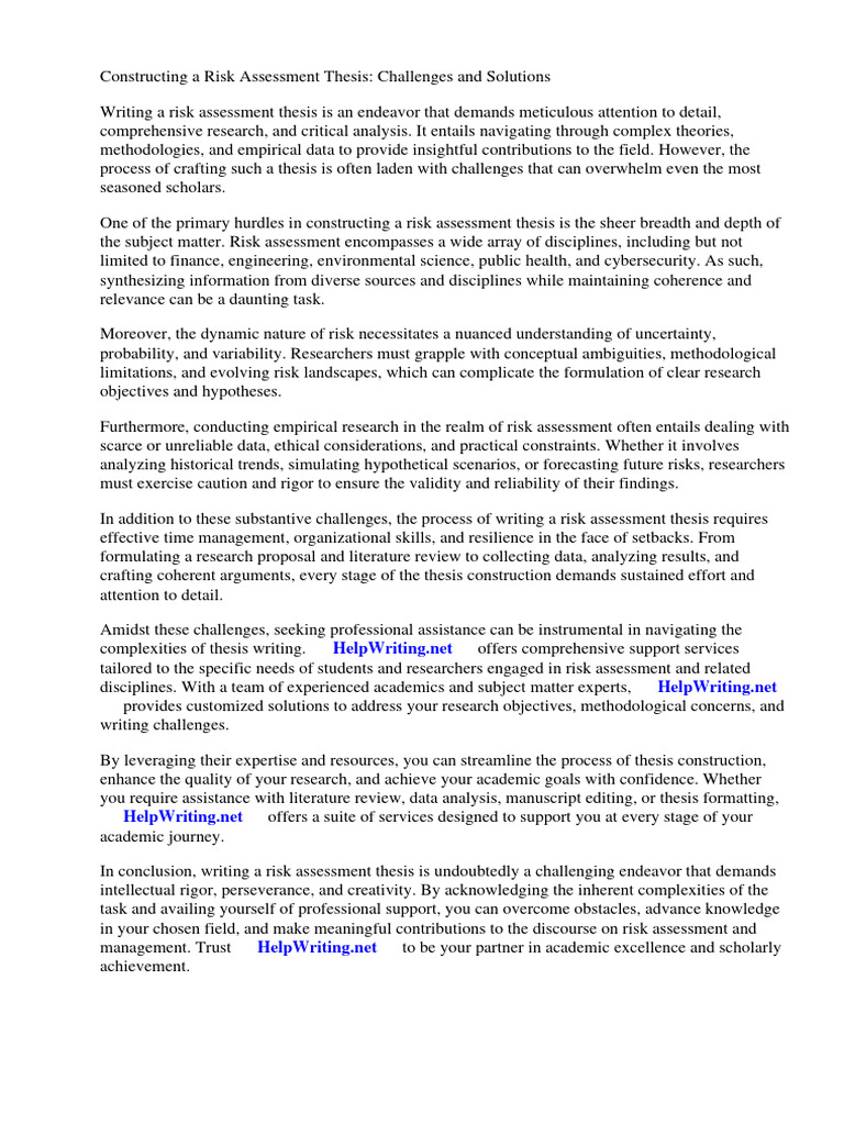 Risk Assessment Thesis Construction | PDF | Risk | Risk Assessment