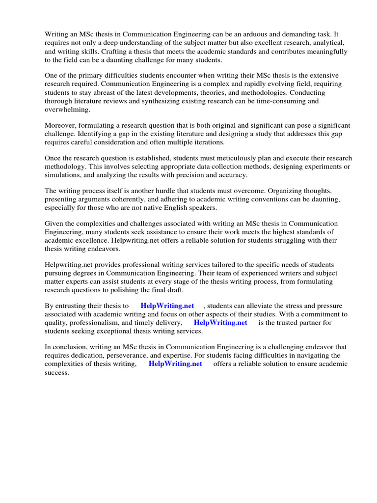 MSC Thesis in Communication Engineering | PDF | Technology & Engineering