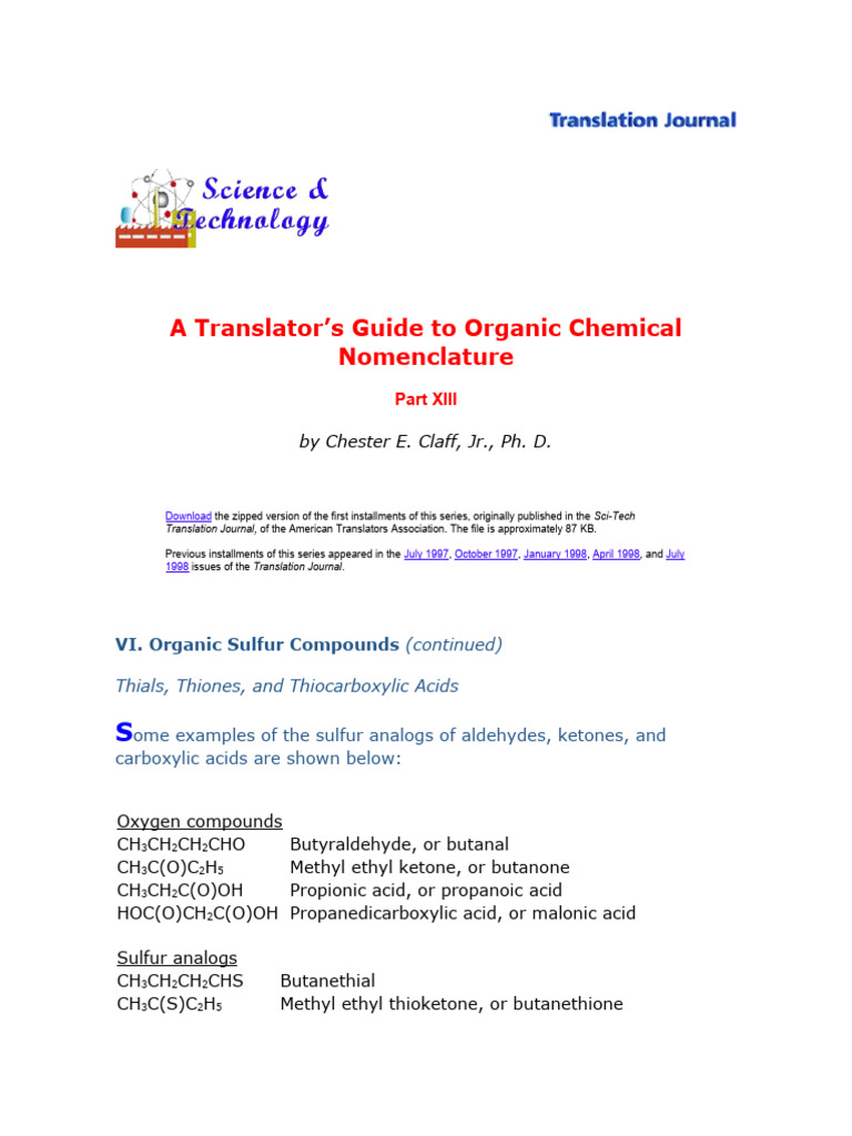 Organic Chemical Nomenclature | PDF | Ester | Acid