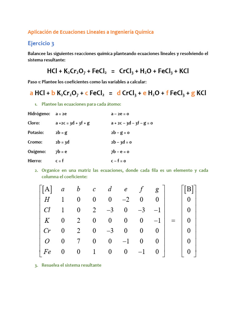 Balanceo de Reacciones Químicas Lineales | PDF