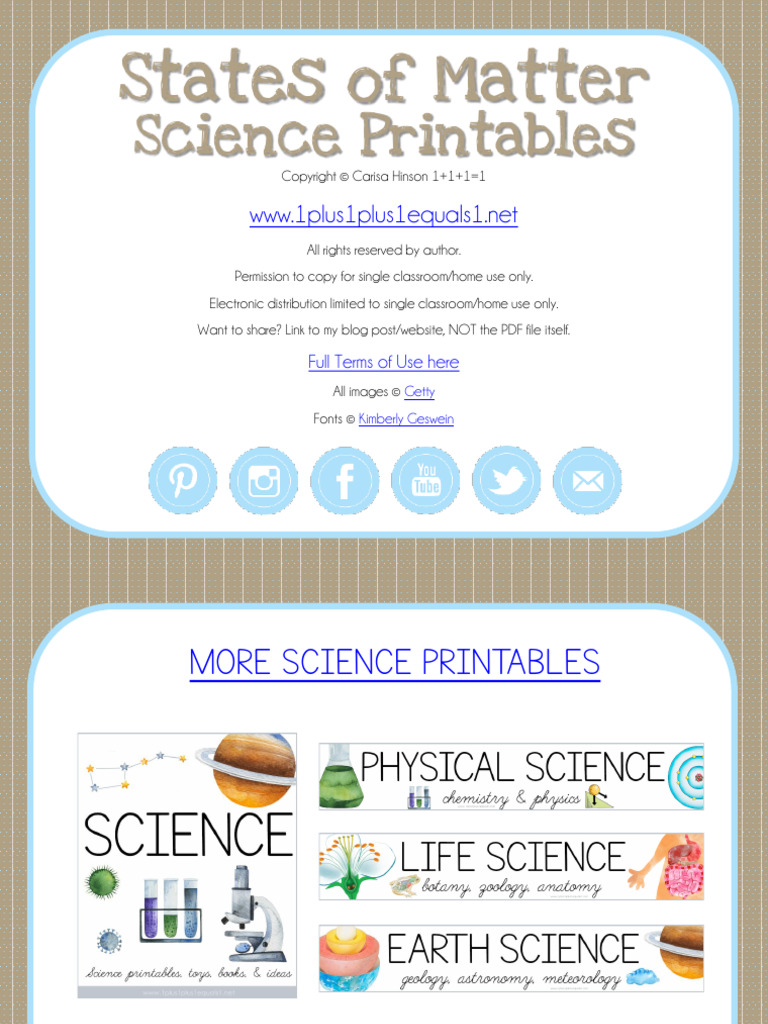 States of Matter Science Printables | PDF | Liquids | Phase (Matter)