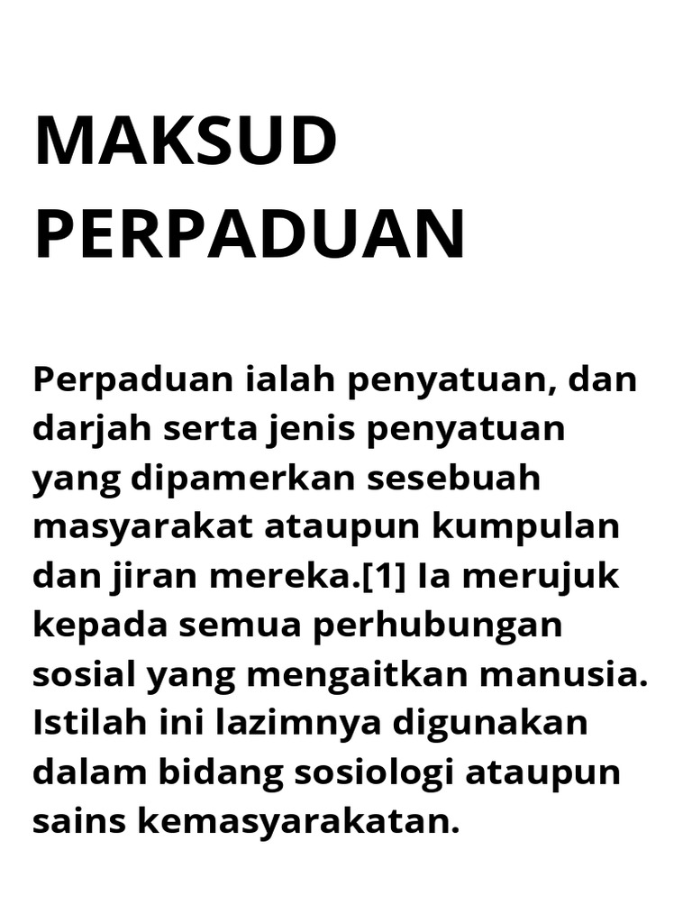 Maksud perpaduan pdf