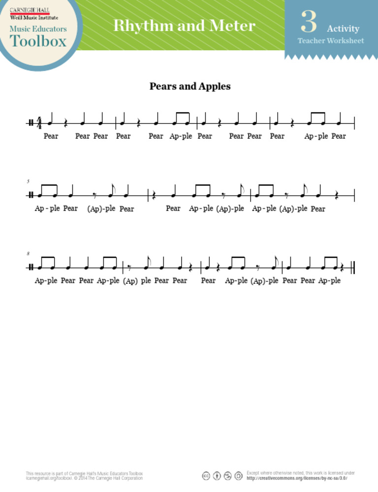 Toolbox Grade 3 The Language Of Rhythm Rhythm And Meter Teacher Pdf