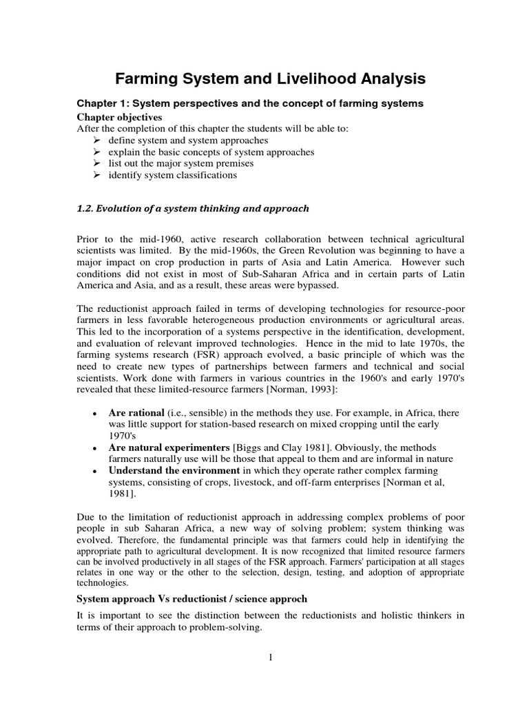 Farming System &livelihood Analysis | PDF | System | Agriculture