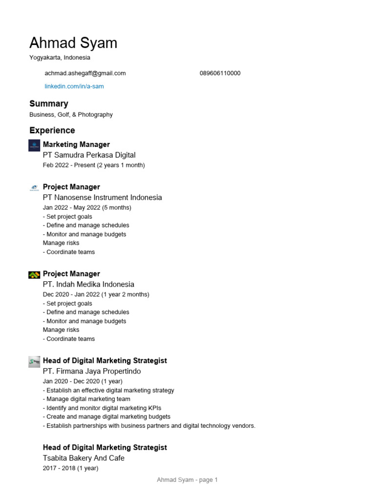 Resume Ahmad Syam | PDF | Digital Marketing | Marketing