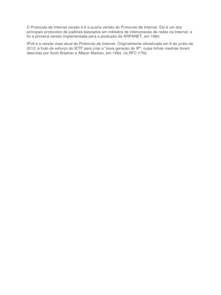 O protocolo de internet vers o 4 a quarta vers o do protoc pdf