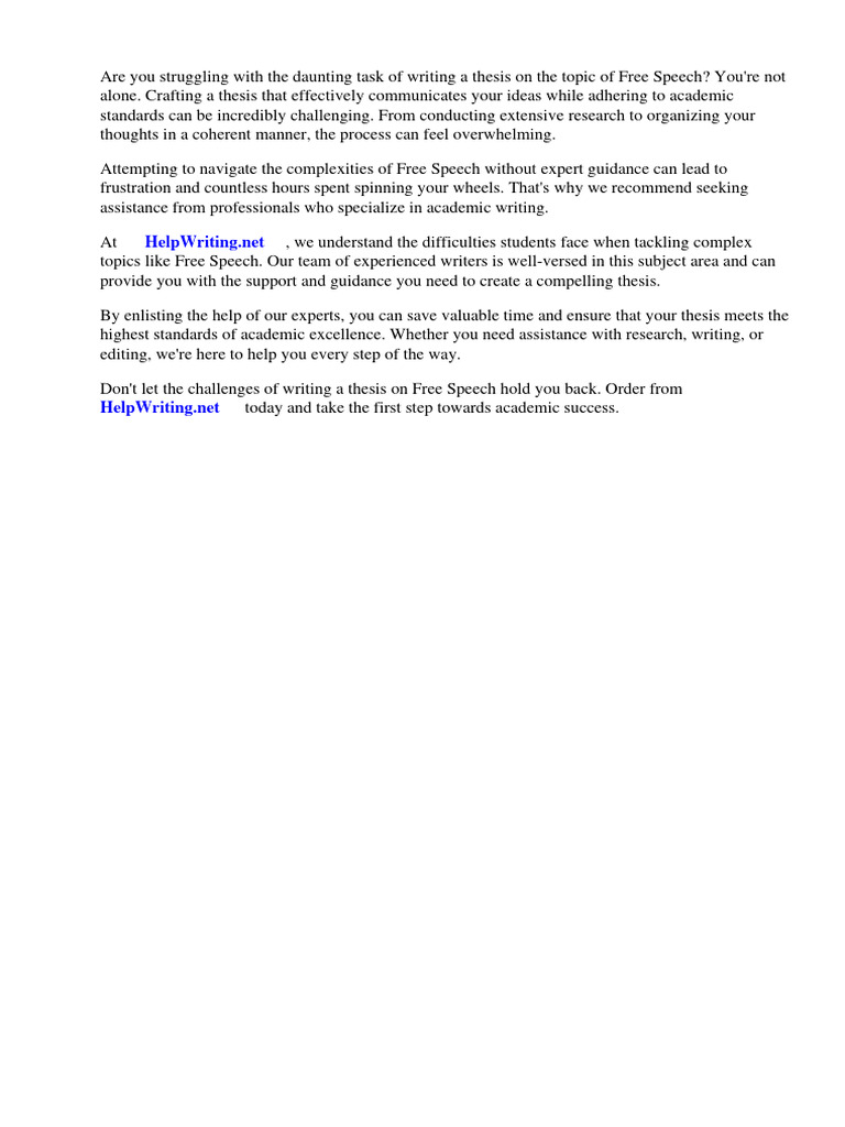 Free Speech Thesis Statement Pdf Essays Thesis