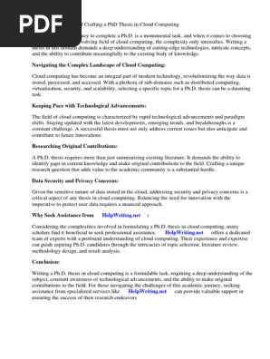 Phd Thesis Topics in Cloud Computing