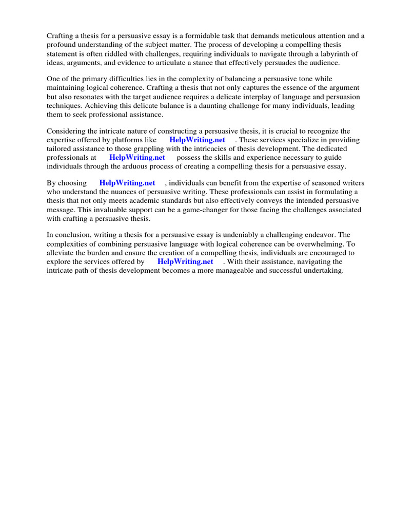 What Is A Thesis For A Persuasive Essay | PDF | Essays | Persuasion