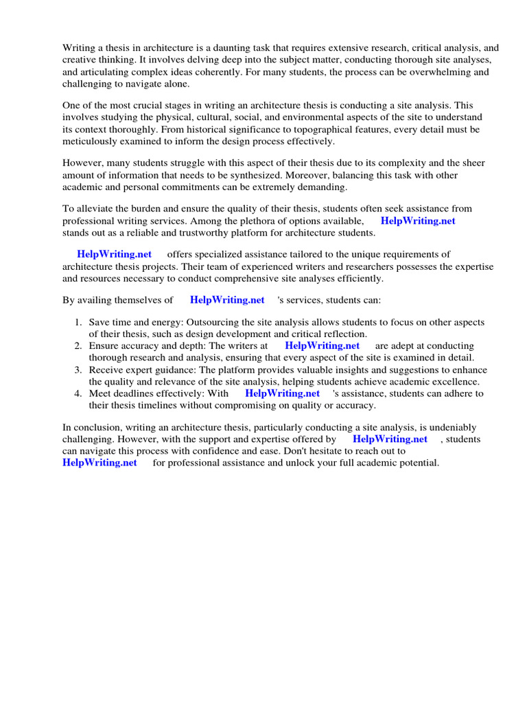 Architecture Thesis Site Analysis | PDF | Thesis | Critical Thinking