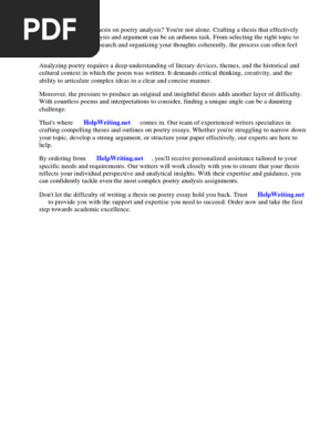 Poetry Essay Thesis and Outline