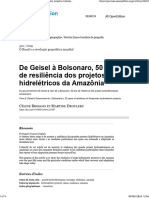 De Geisel À Bolsonaro, 50 Anos de Resiliência Dos Projetos Hidrelétricos Da Amazônia