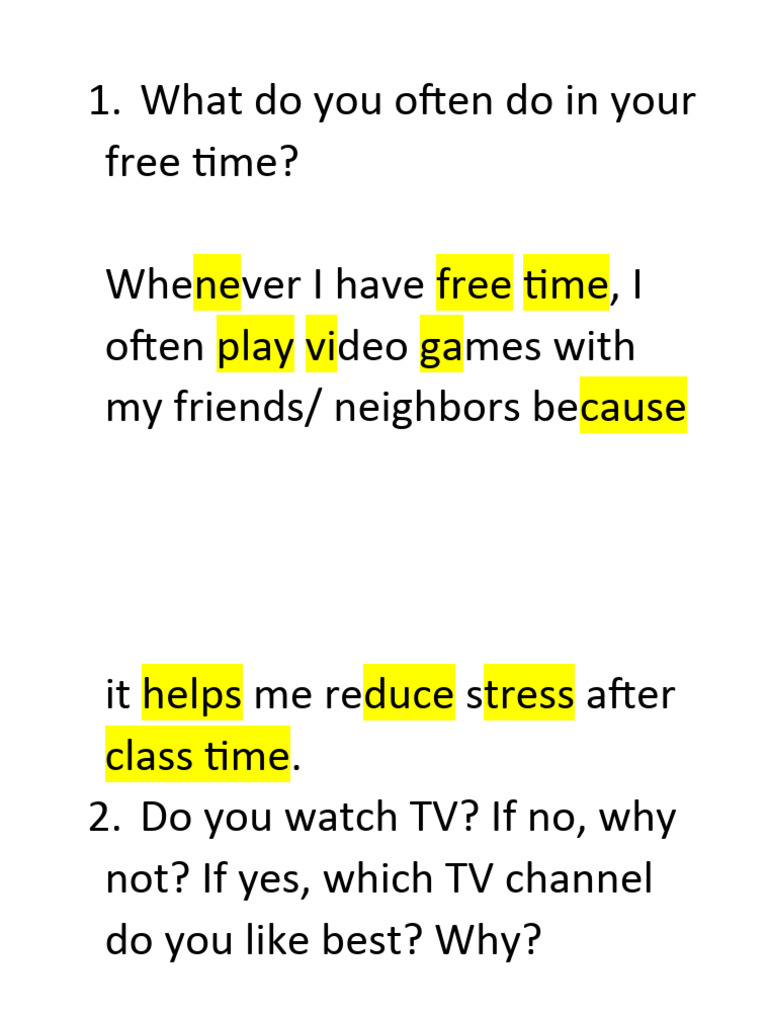 What Do You Often Do in Your Free Time | PDF | Verb | Linguistics