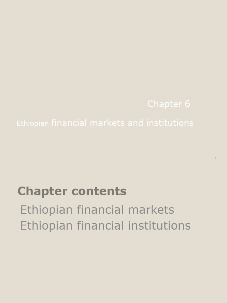Overview of Ethiopian Financial Markets | PDF | Financial Markets ...