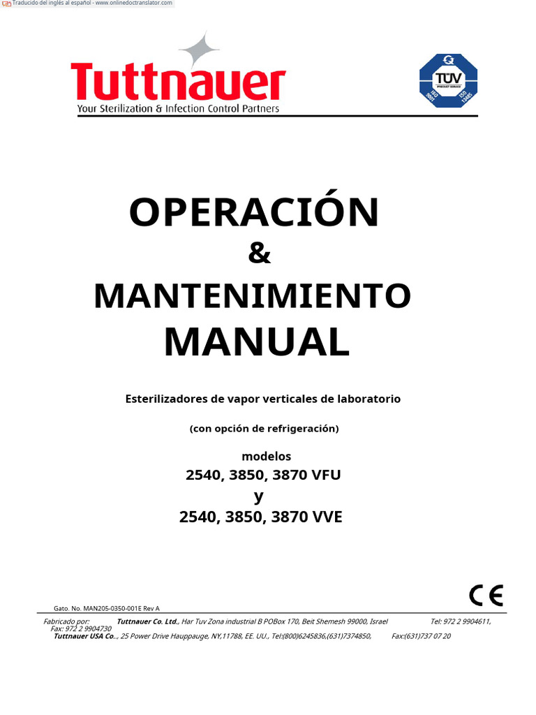 Manual Tuttnauer 3870 Elvc En Es Pdf Esterilización