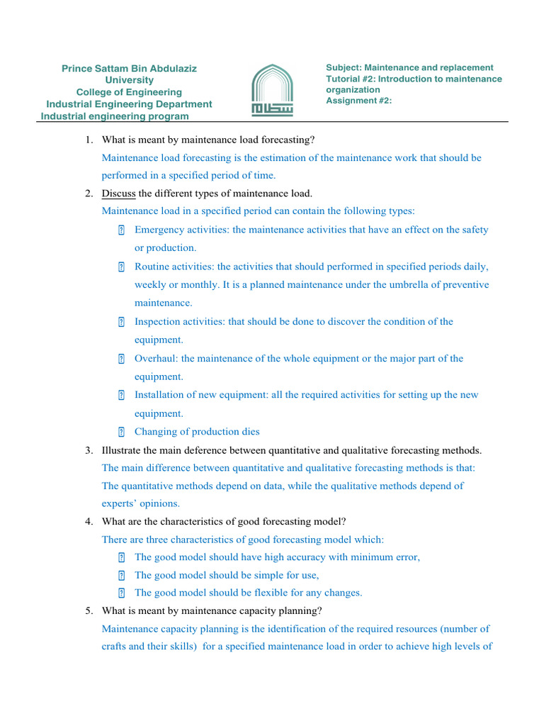 02 - Tutorial - Maintenance Planning and Organizing Activities | PDF