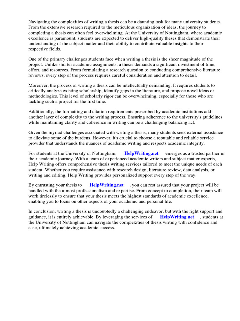 Thesis Guidelines University of Nottingham PDF