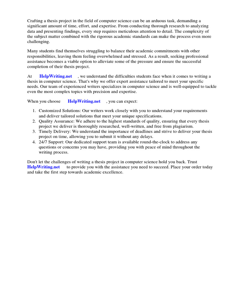 Computer Science Thesis Project Help | PDF | Thesis | Engineering