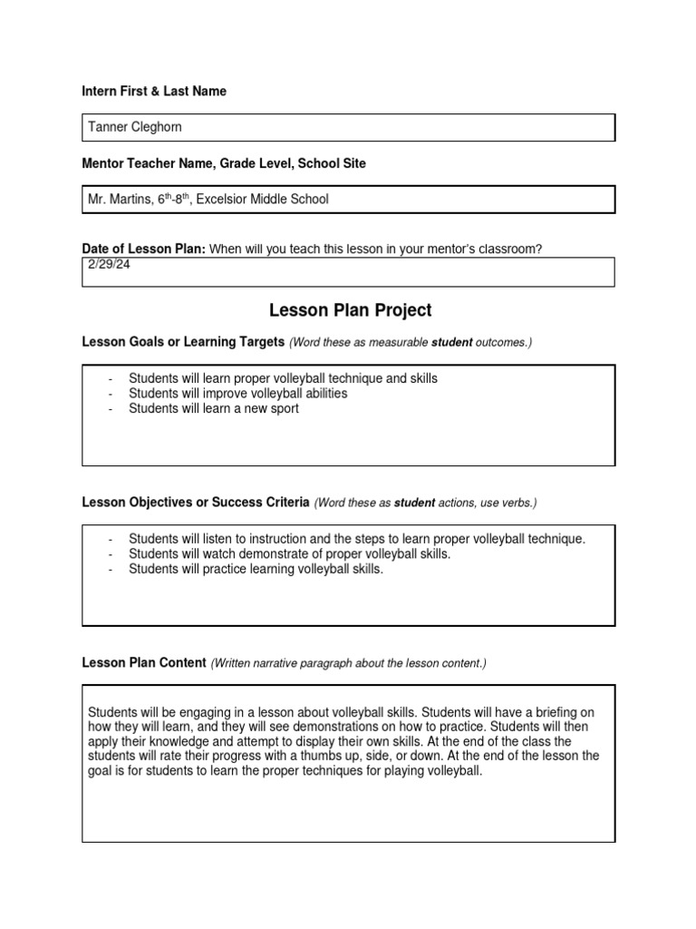 Internship Ccss Lesson Plan Template 2 PDF Lesson Plan Learning