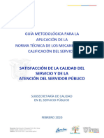 Guía Metodológica para La Aplicación de La Norma Técnica de Los Mecanismos de Calificación Del Servicio