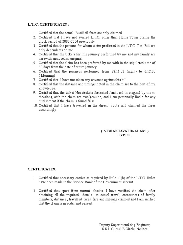 L.T.C. Claim Certification Guidelines | PDF