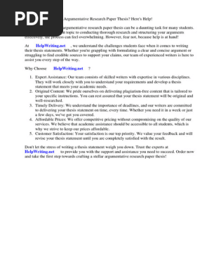 Argumentative Research Paper Thesis Example
