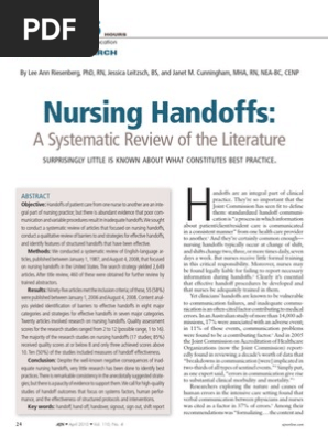 Nursing Handoffs a Systematic Review of the.26