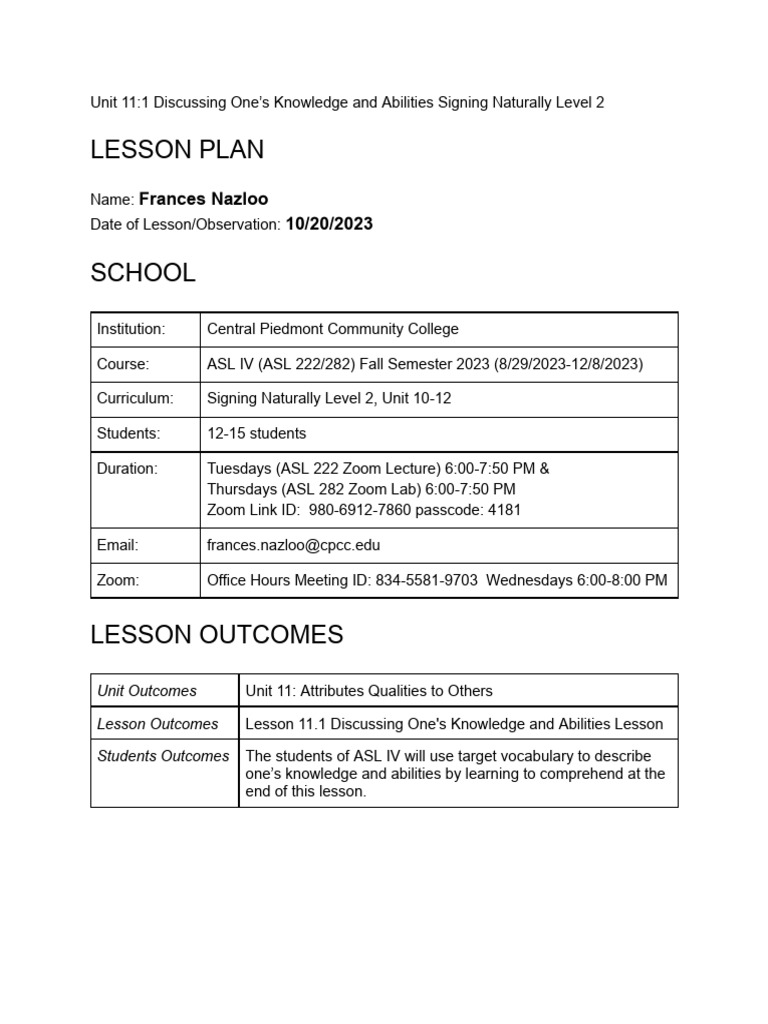 Discussing Knowledge and Abilities in ASL | PDF | American Sign ...