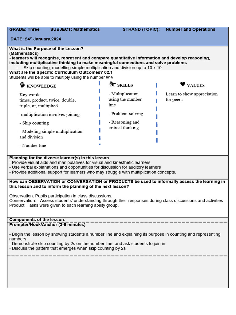 Grade 3 Math: Multiplication with Number Line | PDF | Learning ...