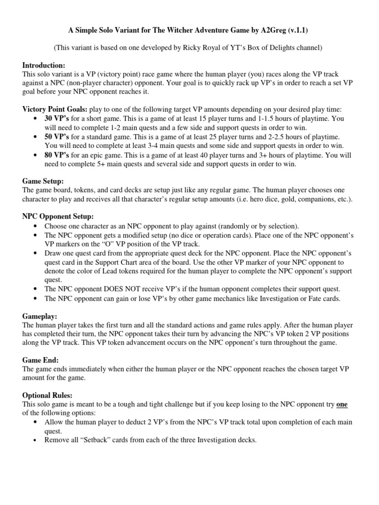 Simple Solo Variant For TWAG v1.1 | PDF