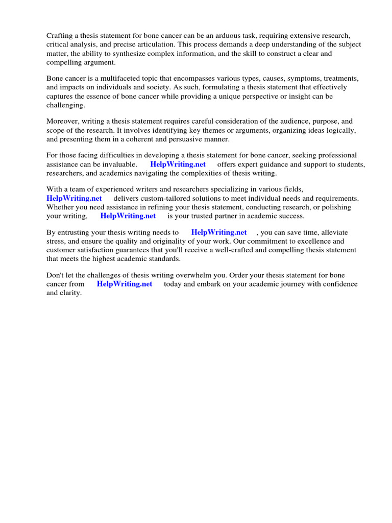 Thesis Statement For Bone Cancer | PDF | Science & Mathematics
