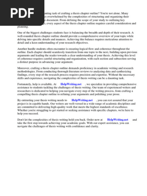 How to Write a Thesis Chapter Outline