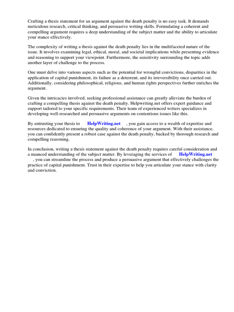 Thesis statement for argument against death penalty pdf